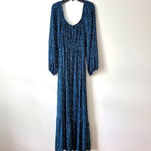 Wild Fable Black Dress with Blue Floral Print